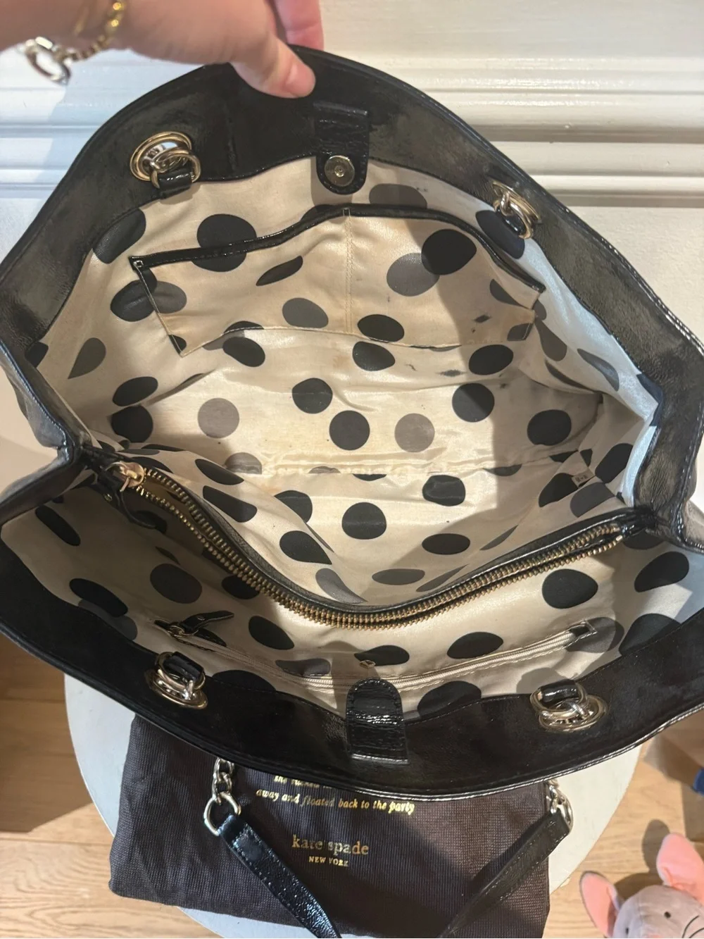 kate spade Black Patent Leather Chain-Handle Shoulder Tote